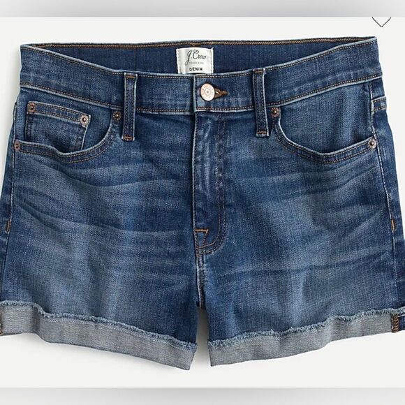 J Crew Jean Denim Shorts Size 27 - Cut Offs Merrill Wash Mid Rise Stretch - Picture 1 of 6